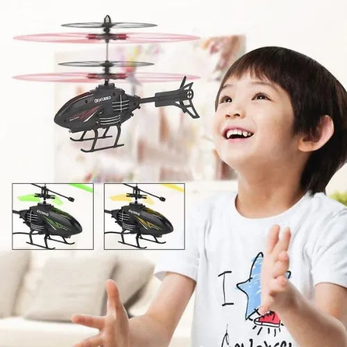 Watch-Controlled Flying Helicopter – LED Induction Toy for Kids